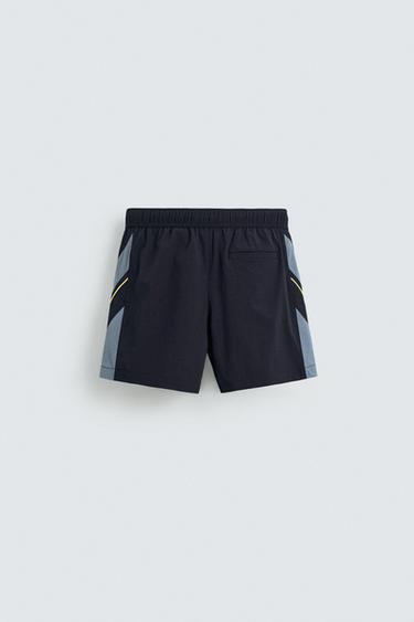 CONTRAST BANDS MID-LENGTH SWIMMING TRUNKS - Navy blue by Zara - Image 6