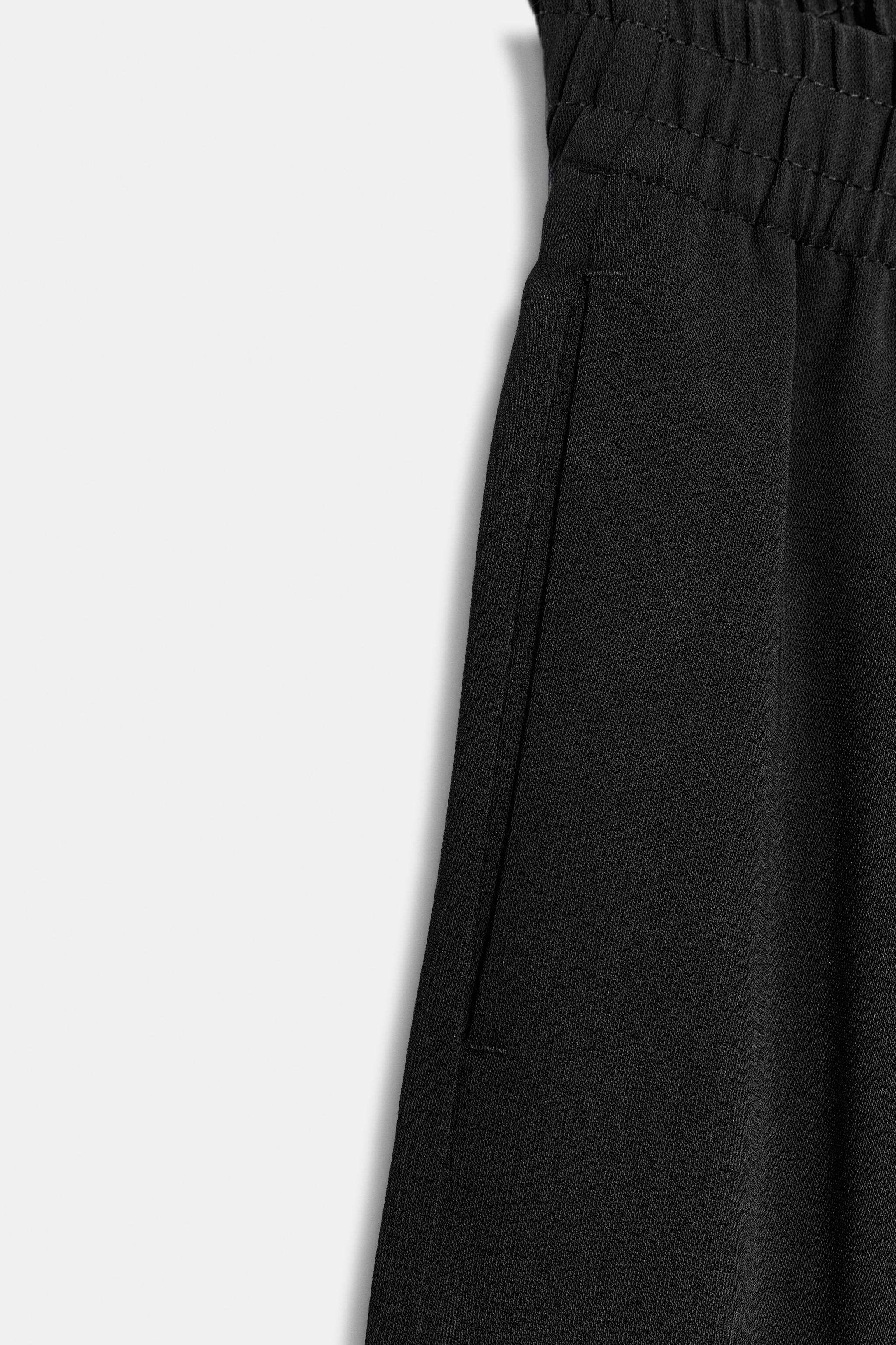 ELASTIC WAIST WIDE-LEG PANTS