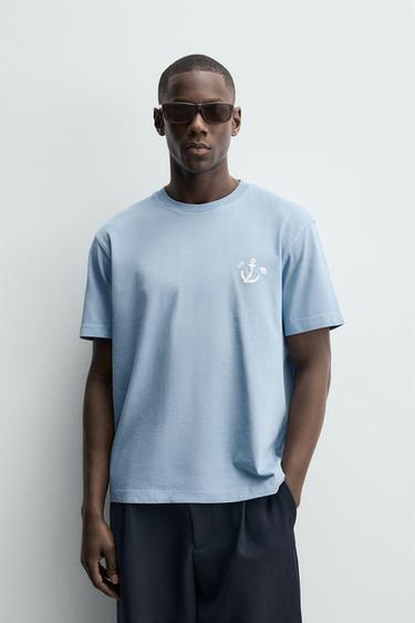 CAMISETA TEXTO SORRENTO - Azul claro de Zara