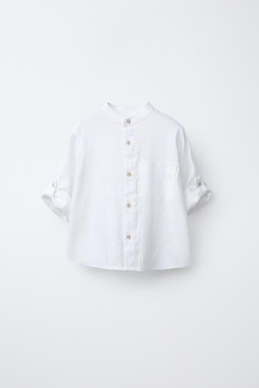 CAMISA CUELLO MAO 100% LINO - Crudo de Zara