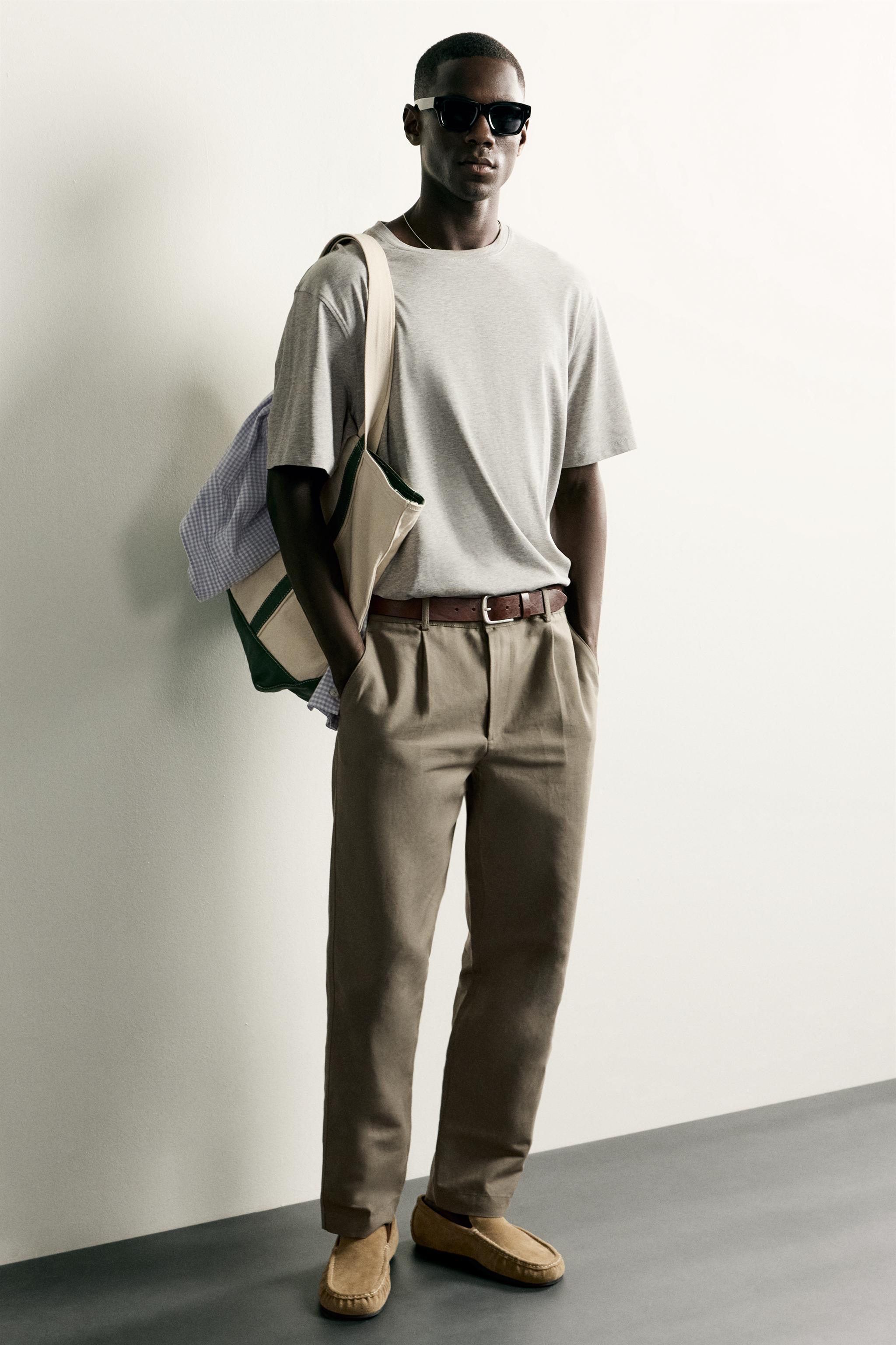 Zara PAMUKLU KETEN RELAXED FIT PANTOLON görsel 6