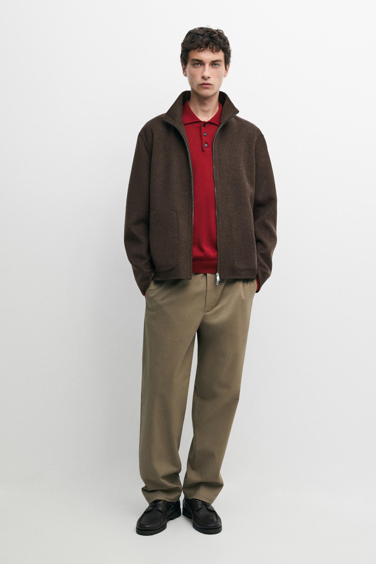 Cotton blend straight-leg pants — Mink