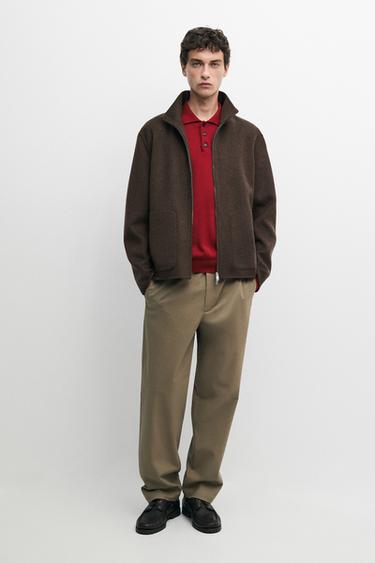 Zara Cotton blend straight-leg pants - Mink - Image 0
