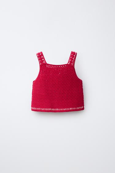 TOP EN CROCHET À CERISES - Rouge de Zara - Image 1