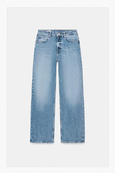 MID-WAIST STRAIGHT JEANS WITH SPARKLES - Blue by Zara