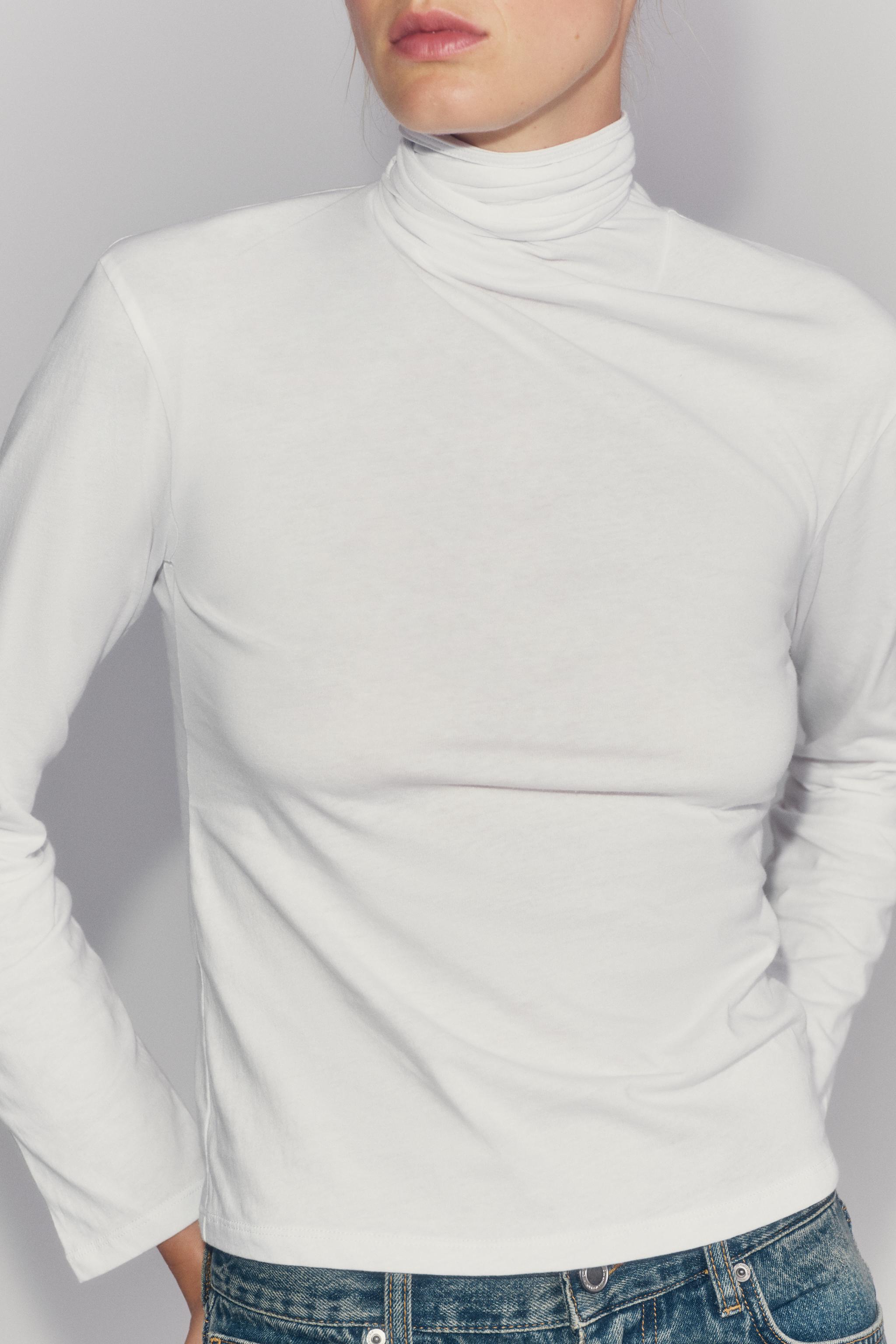Женские футболки Zara SCARF DETAIL T-SHIRT — фото 2