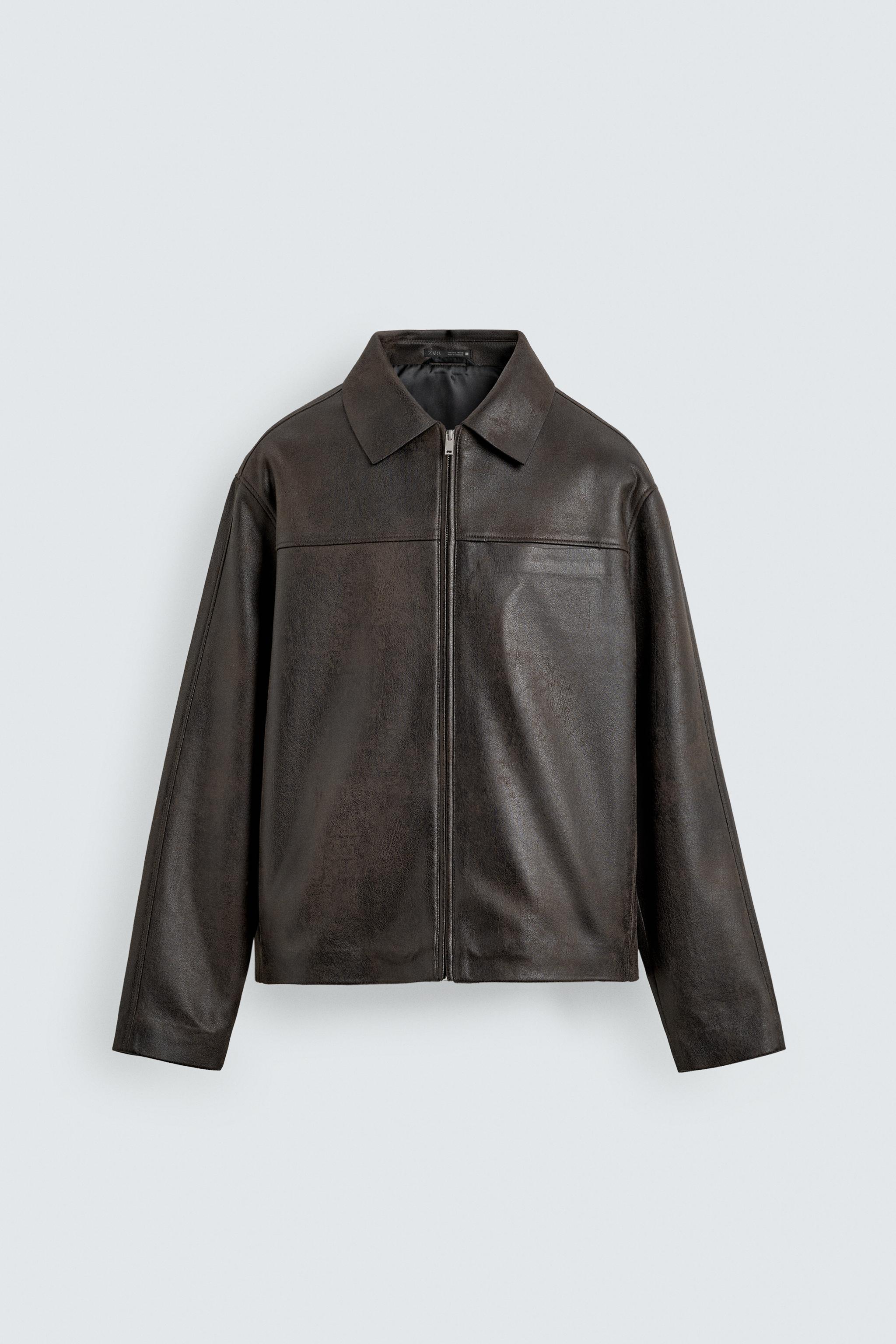 ZARA ウォッシュドフェイクレザージャケット　S 新品未使用タグ付き ZARA】ウォッシュド フェイクレザー ジャケット |3715/200/700 (ZARA