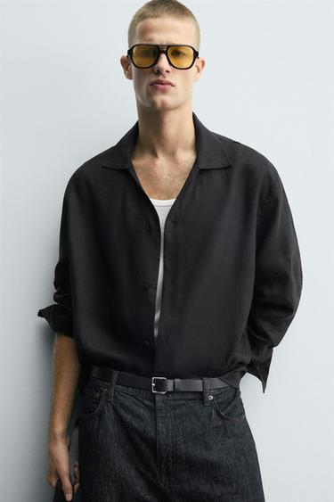 CHEMISE 100 % LIN - Noir de Zara - Image 4