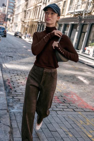 BASIC PLAIN KNIT JUMPER - Chocolate by Zara