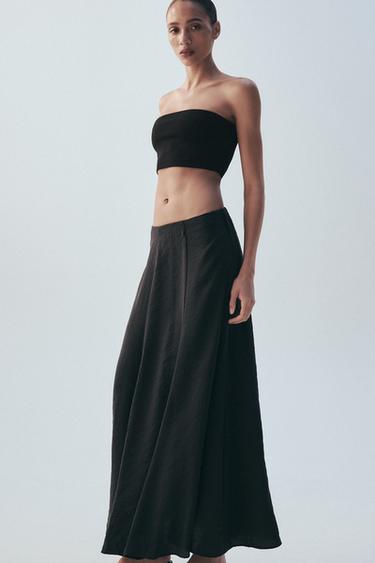 FALDA MIDI FLUIDA - Negro de Zara