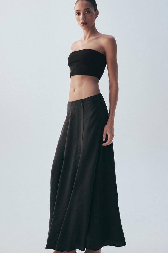 FALDA MIDI FLUIDA - Negro de Zara - Imagen 0