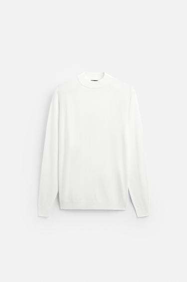 Zara BASIC MOCK NECK SWEATER - Oyster-white