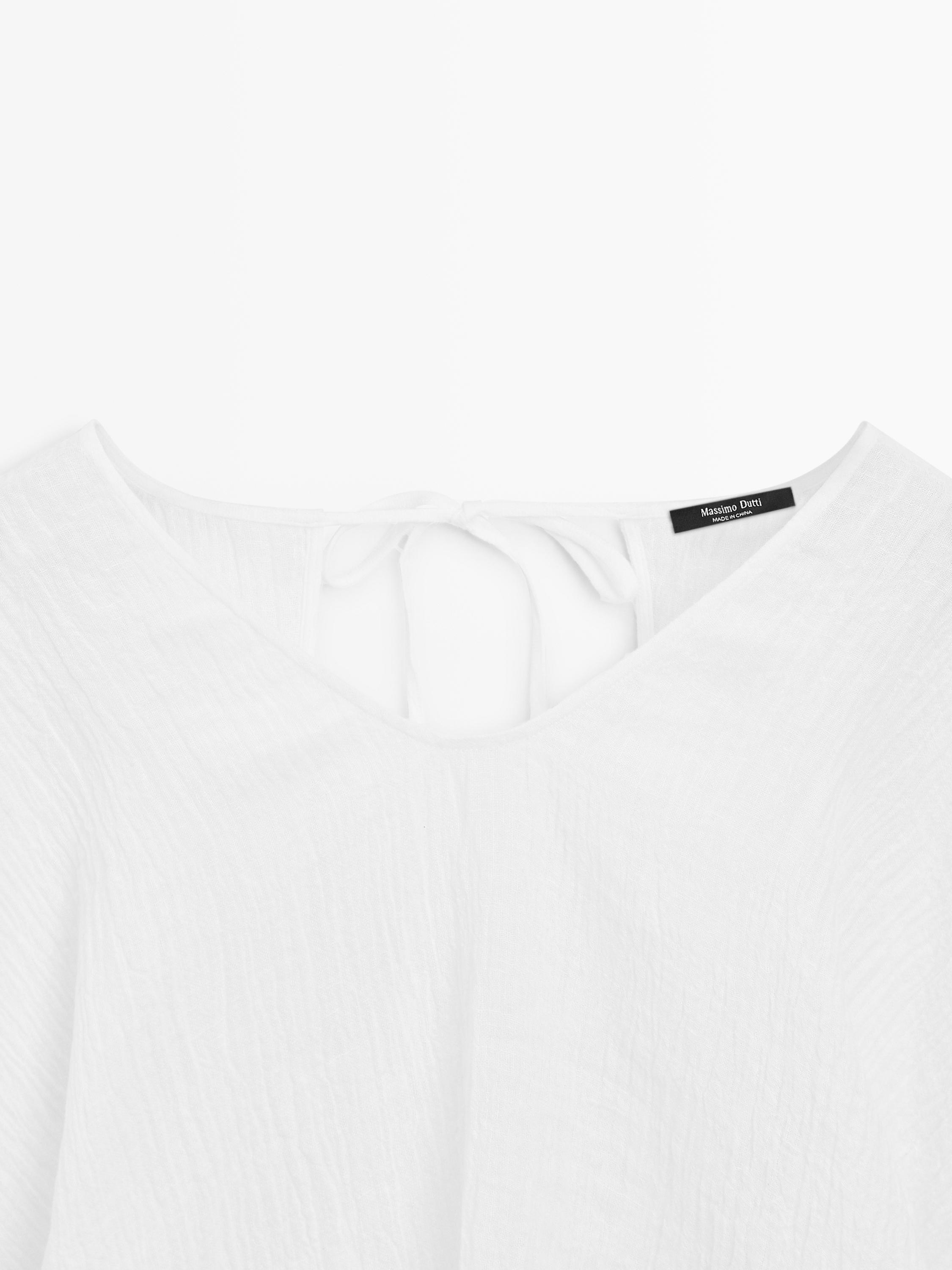 Blouse fluide gaufrée 100 % lin