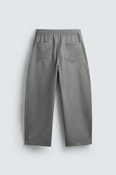 BALLOON FIT PLEATED TROUSERS - Mid-grey by Zara