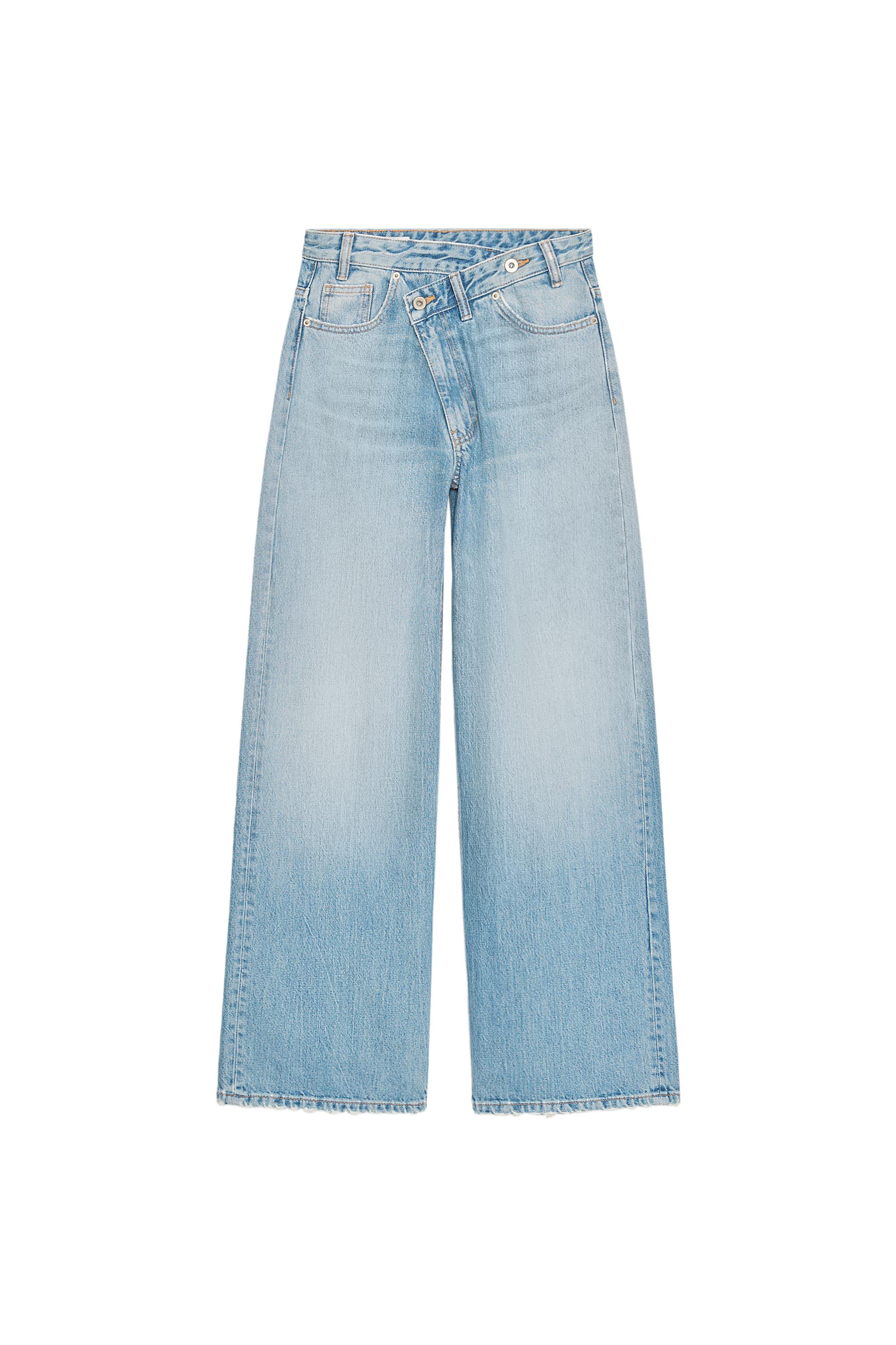 JEANS TRF WIDE LEG CINTURA CRUZADA CINTURA ALTA - Azul-claro