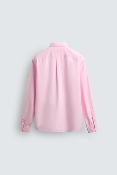 REGULAR FIT COTTON TWILL SHIRT - Pink by Zara - Image 8