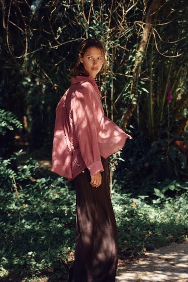 CHEMISE FLUIDE OVERSIZE SEMI-TRANSPARENTE - MARSALA de Zara - Image 4