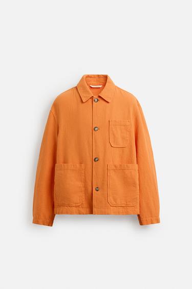 SURCHEMISE LIN - COTON - Orange de Zara