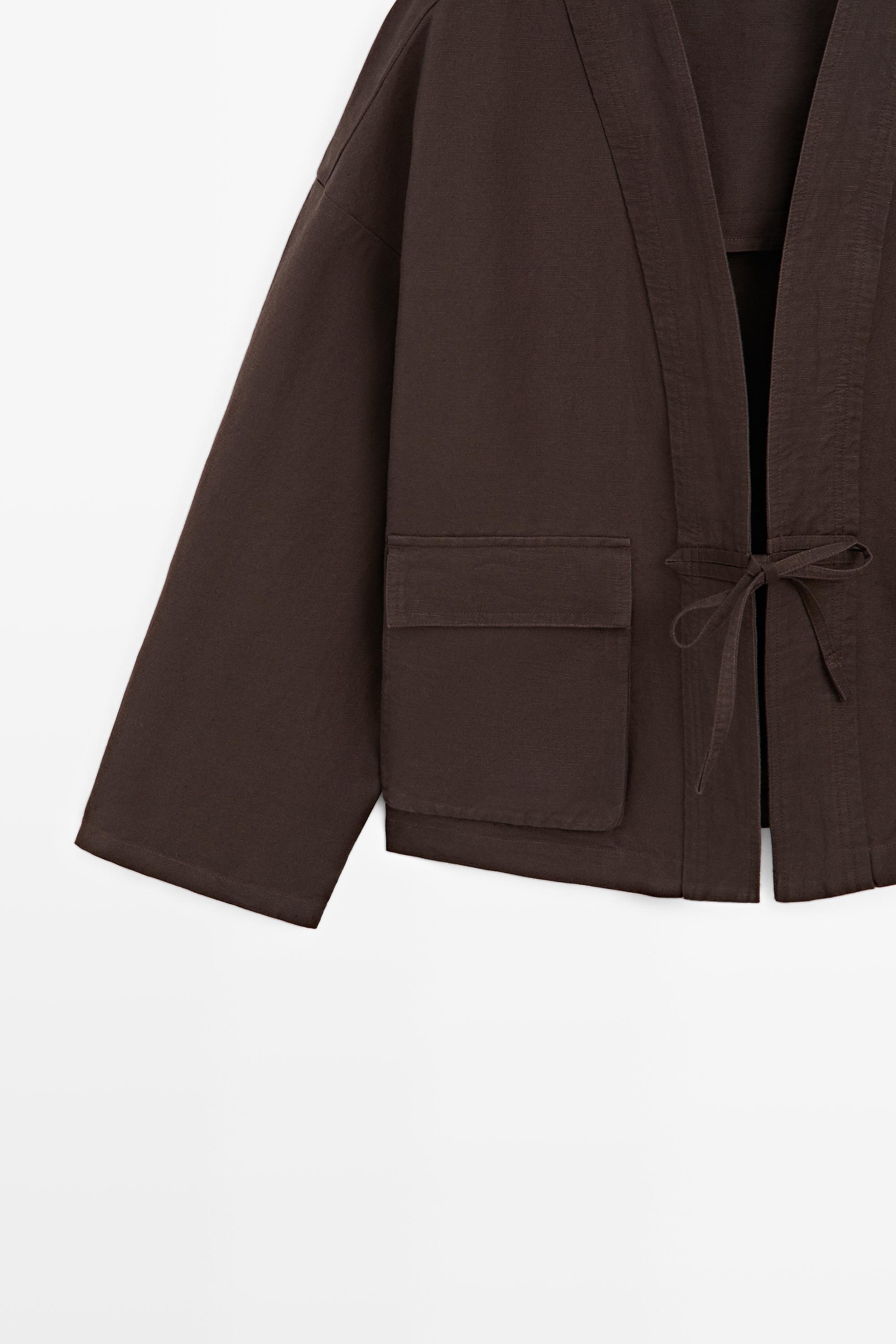 Kimono en coton et lin avec poches