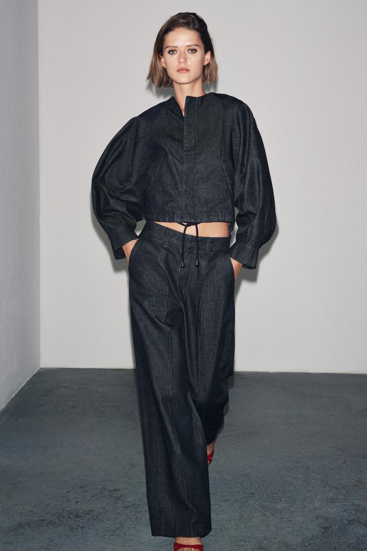 ZW COLLECTION PUFF DENIM BOMBER JACKET Blue ZARA United Kingdom