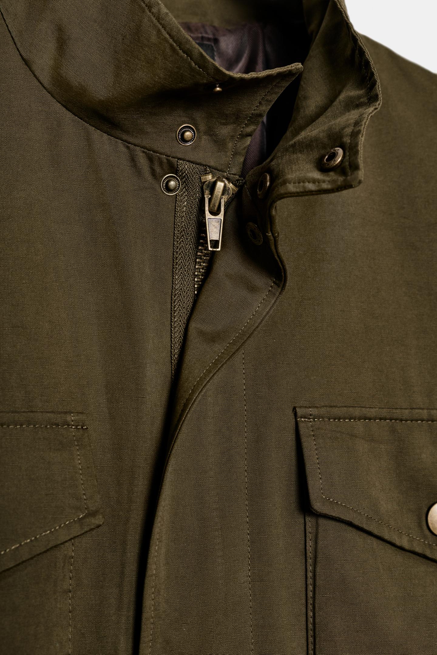 Женская куртка Zara Jacket with Shoulder Pads and Pockets, цвет: Хаки — фото 8