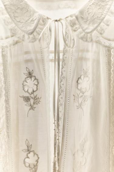 LIMITED EDITION EMBROIDERED FLORAL SHIRT - Oyster-white by Zara - Image 3