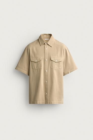 LYOCELL/COTTON REGULAR FIT SHIRT - camel by Zara