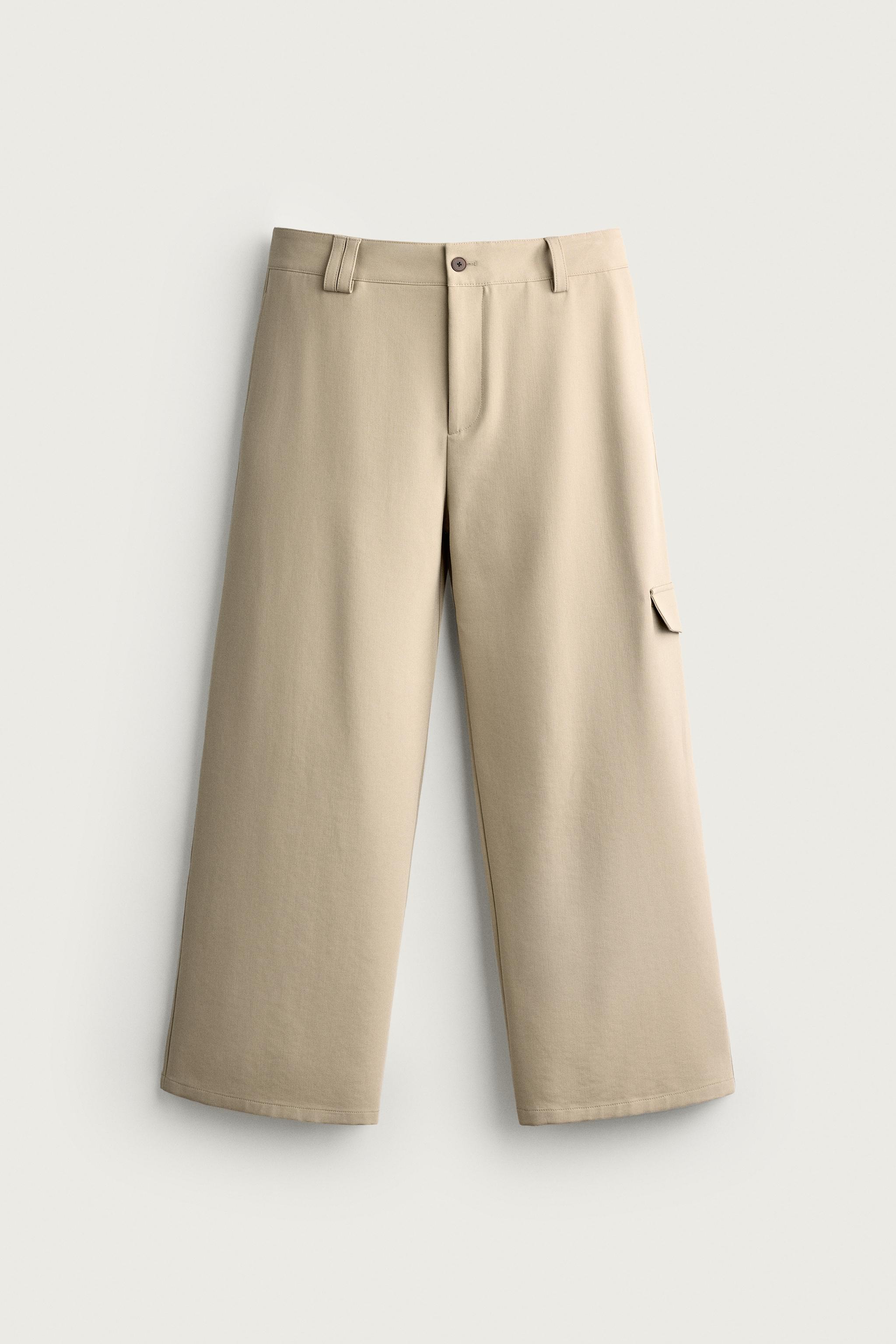 RELAXED FIT CARGO PANTS — taupe brown