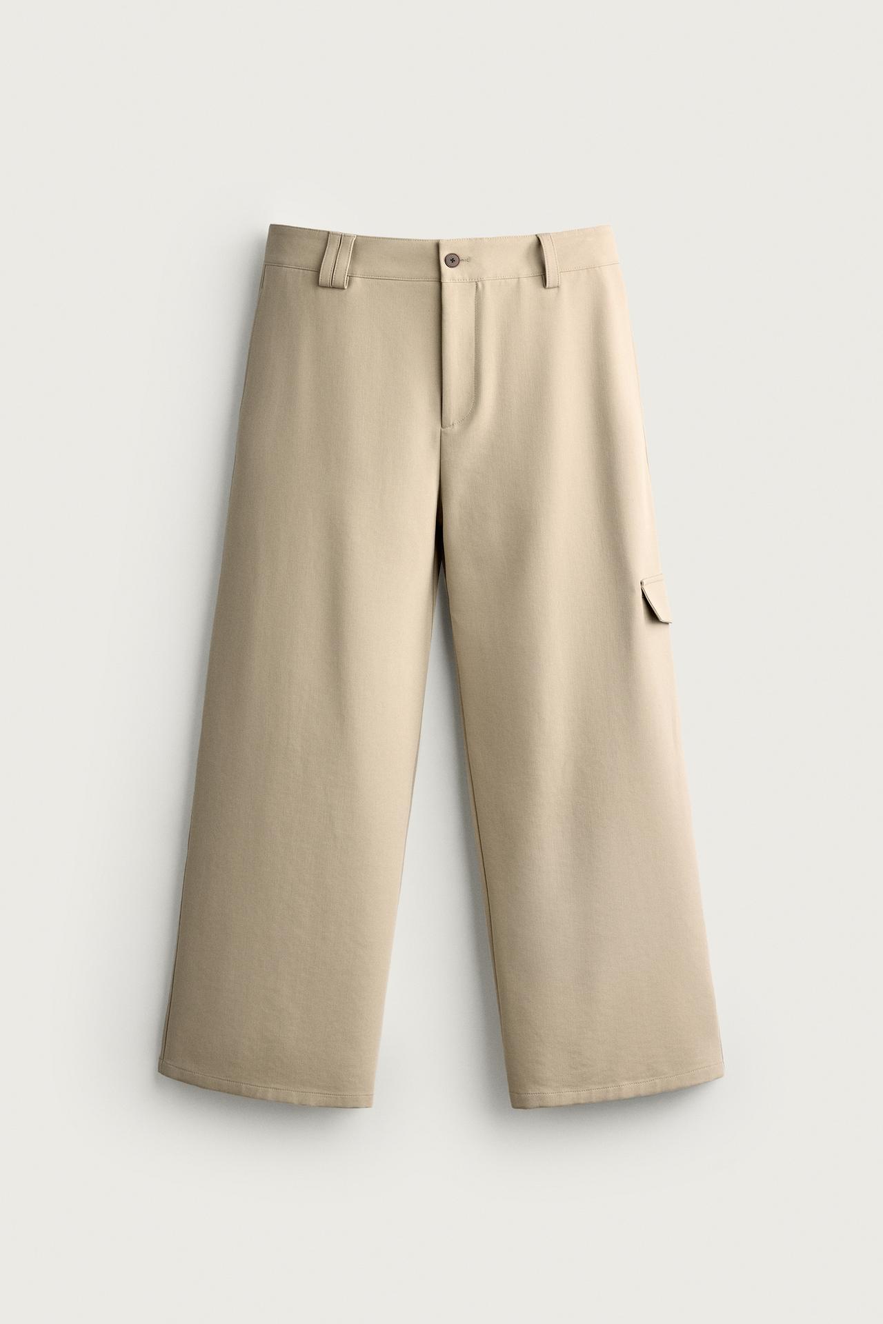 RELAXED FIT CARGO PANTS — taupe brown