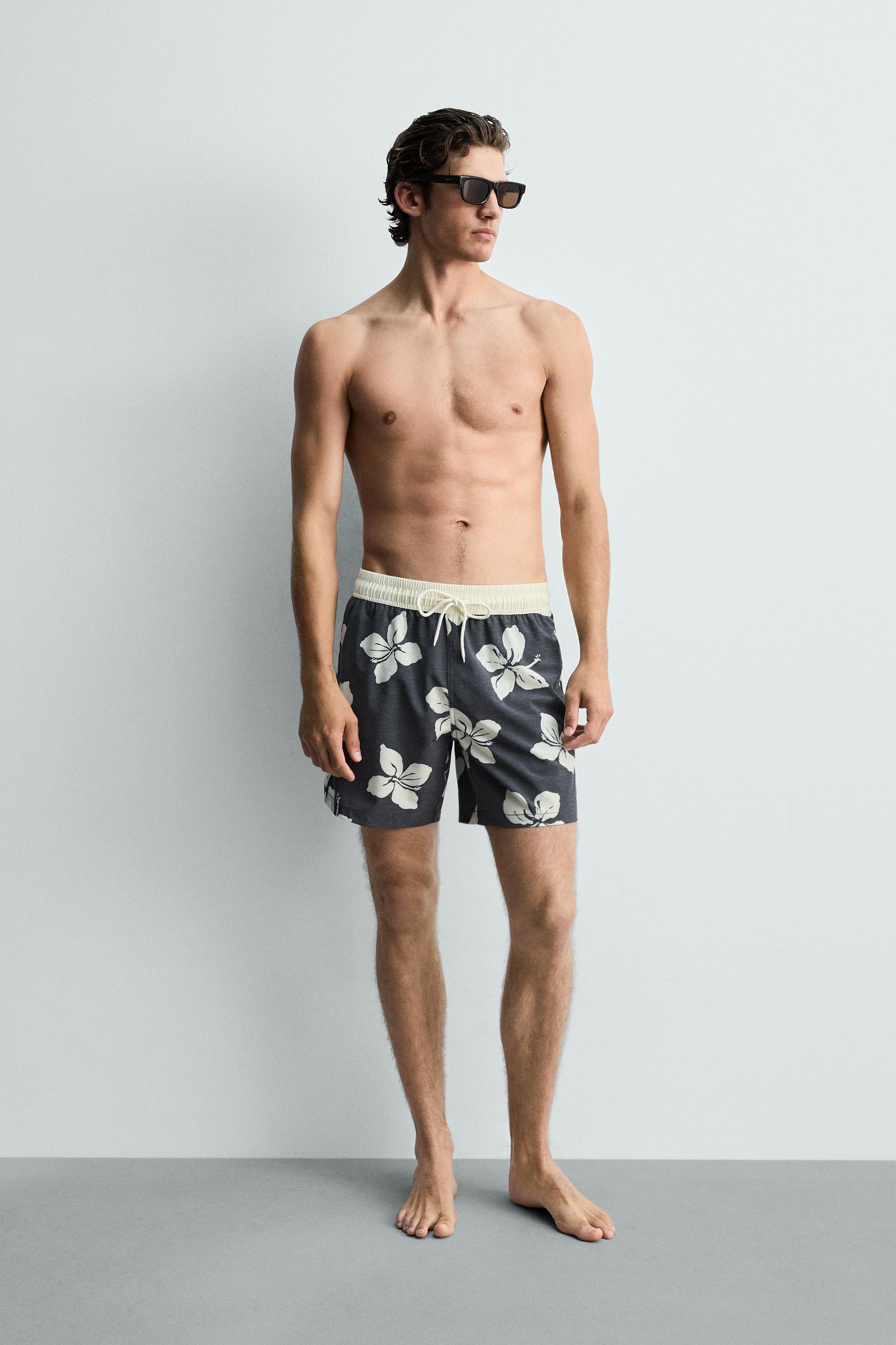 LONG HIBISCUS PRINT SWIMSUIT - Navy blue | ZARA United States