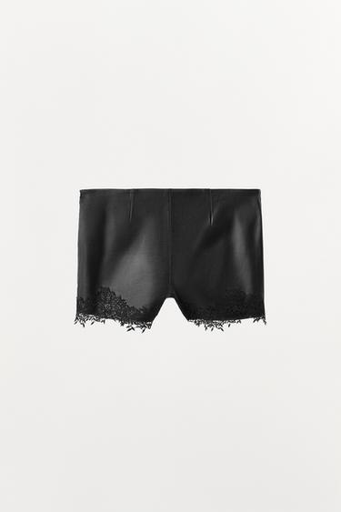 LACE LEATHER SHORTS - Black by Zara - Image 5