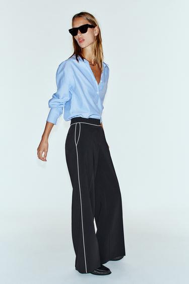 CONTRAST PIPING PANTS — Black 1