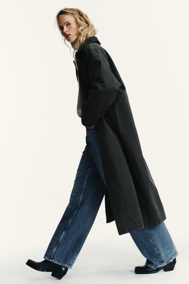 WAXED TRENCH COAT WITH CORDUROY COLLAR - Anthracite grey by Zara - Image 2