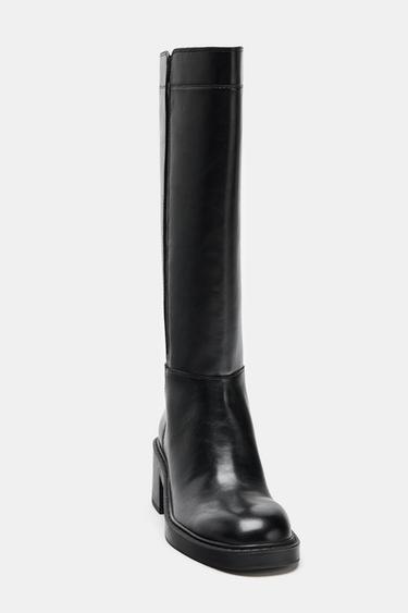 BOTTES À TALONS BLOC - Noir de Zara - Image 4