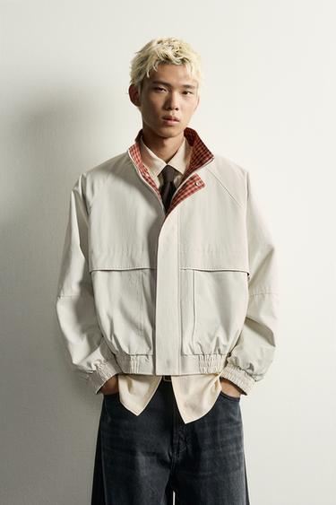 CONTRASTING RELAXED FIT JACKET — Ecru 1