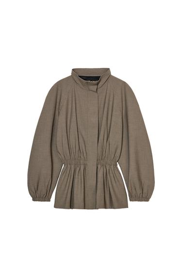 Zara HOUNDSTOOTH JACKET ZW COLLECTION - Beige-brown