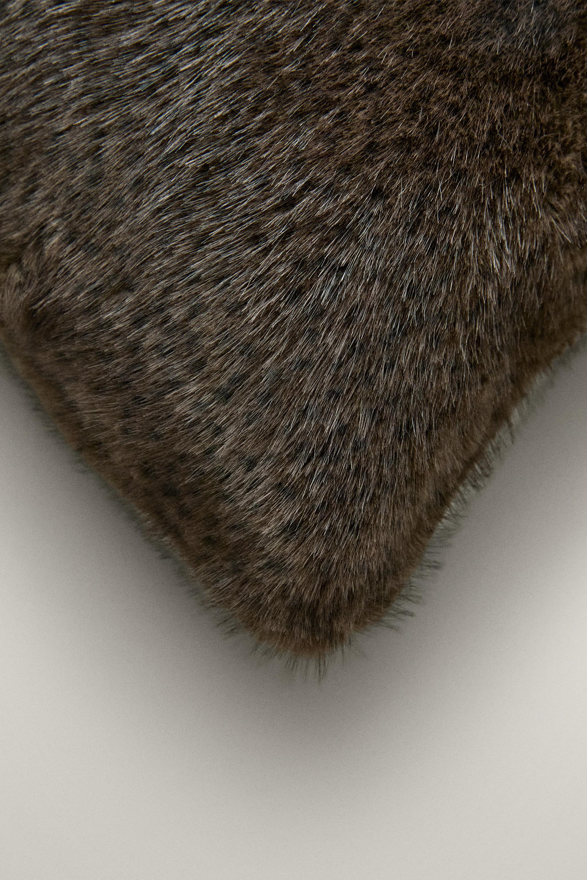 BROWN FUR THROW PILLOW COVER