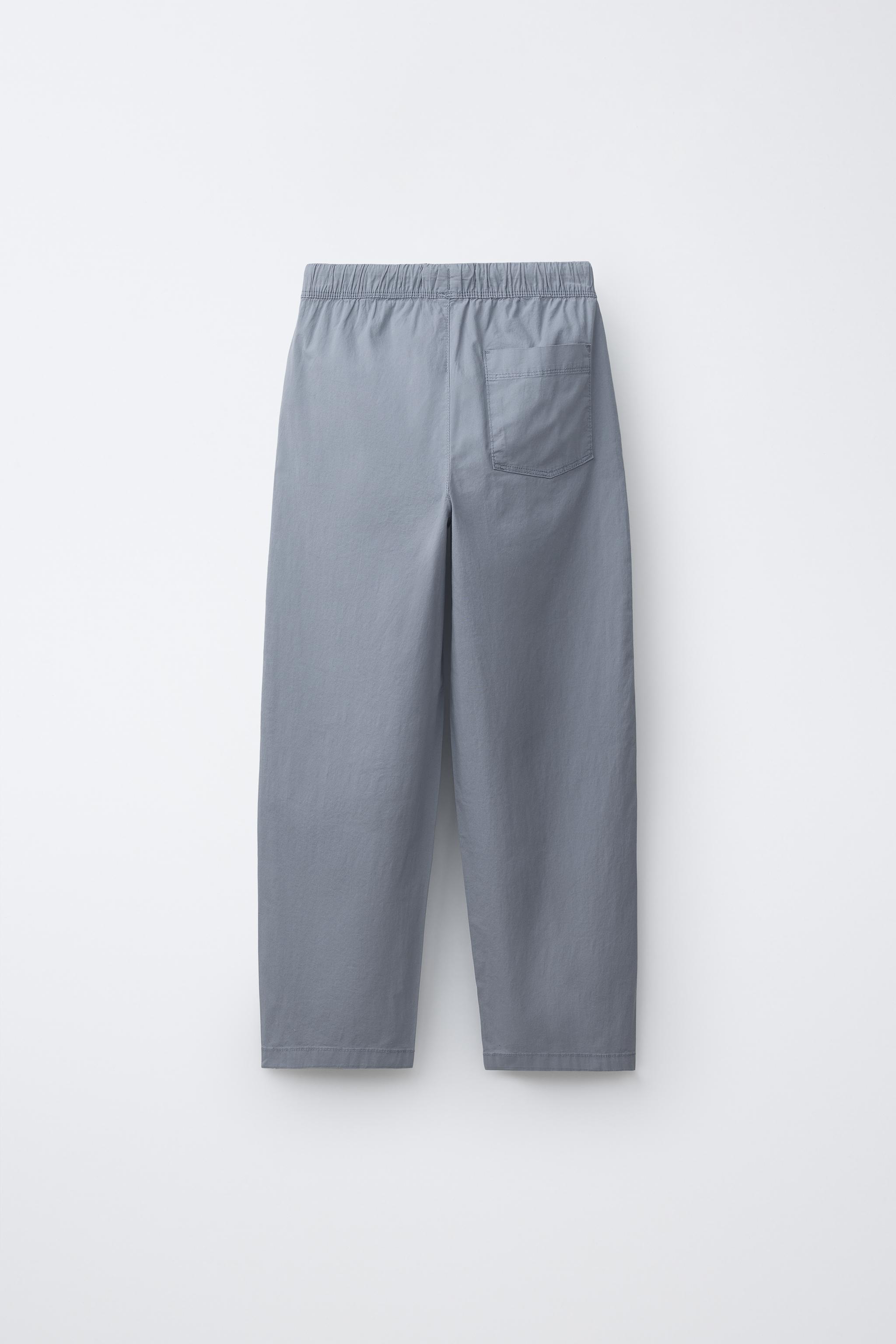 STRAIGHT POPLIN PANTS — Faded blue