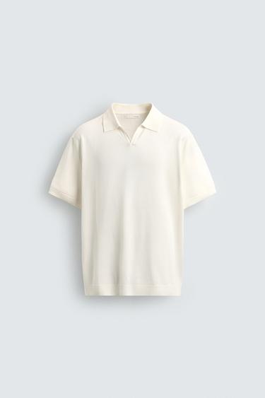 REGULAR FIT KNIT POLO SHIRT - Ecru by Zara