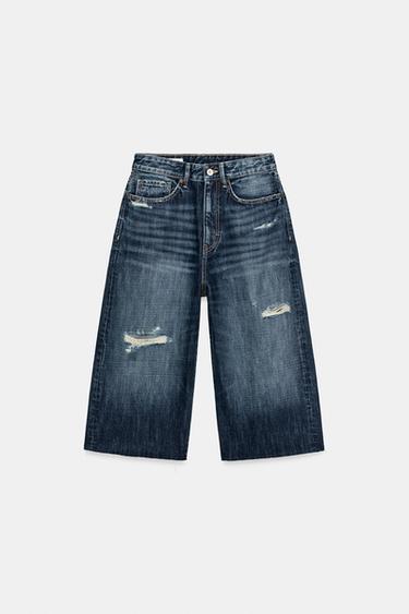TRF BAGGY DENIM JORTS - Navy blue by Zara