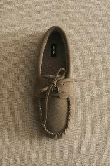 WARMER LEDER-MOKASSIN - Braun von Zara