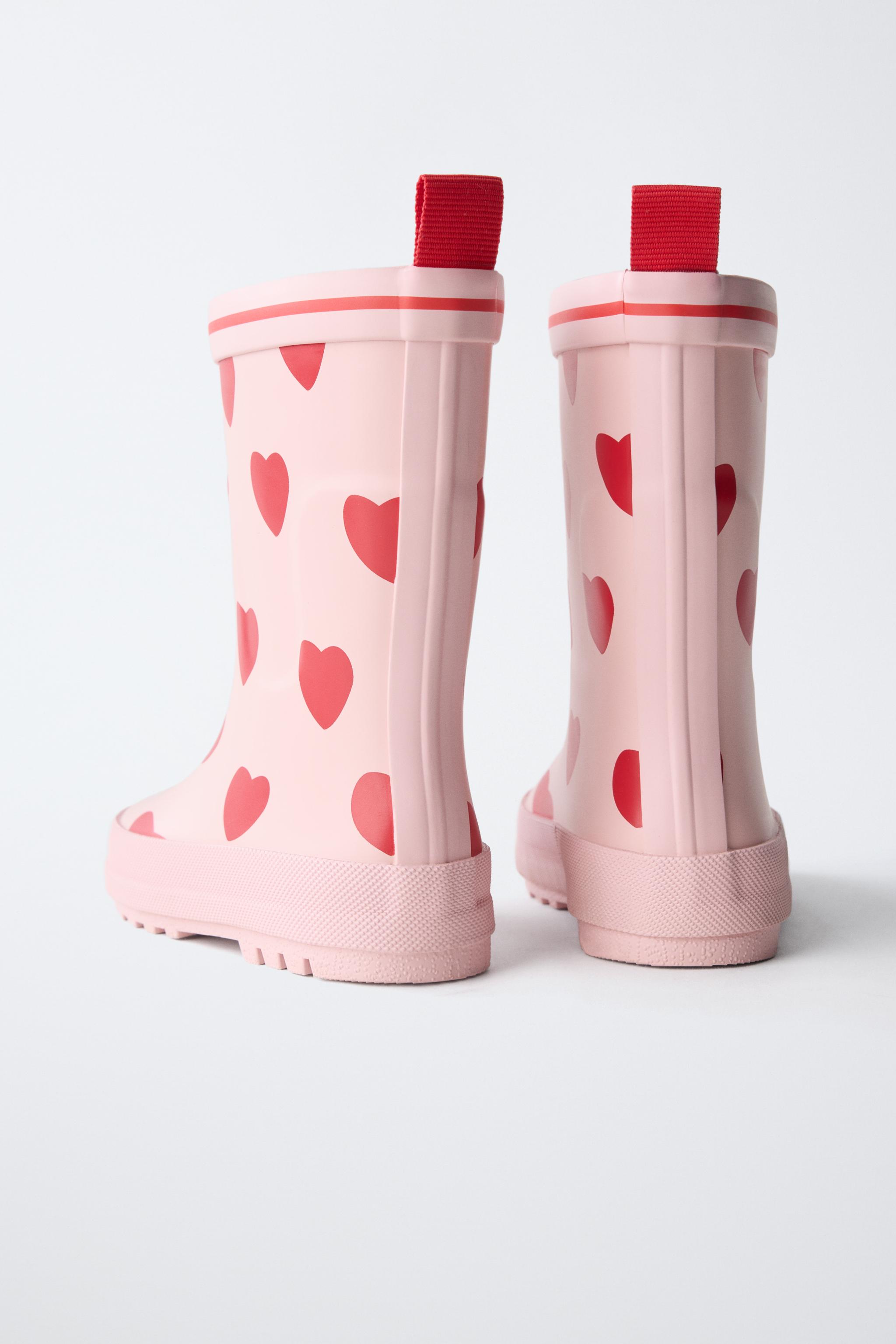 Детские ботинки Zara HEART PRINT RAIN BOOTS — фото 5