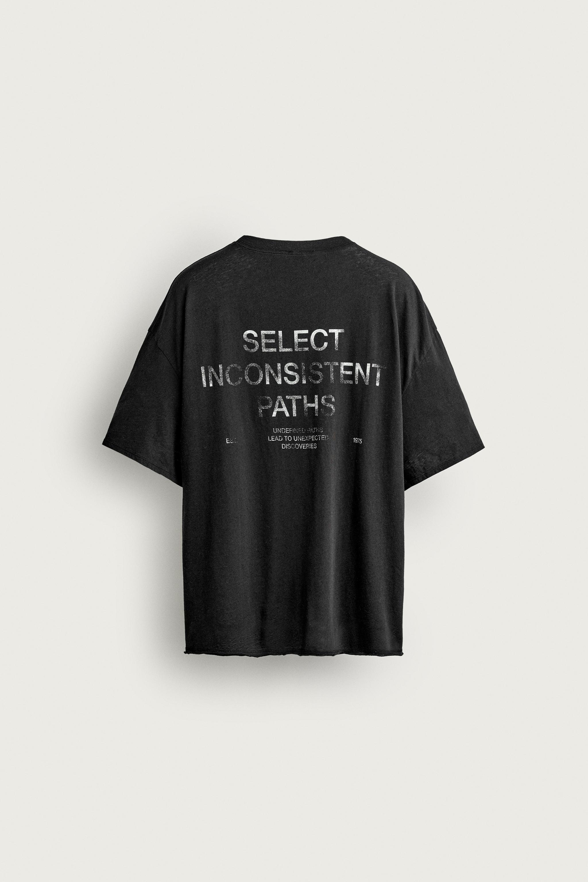 Мужские футболки Zara RELAXED FIT WASHED TEXT T-SHIRT — фото 6