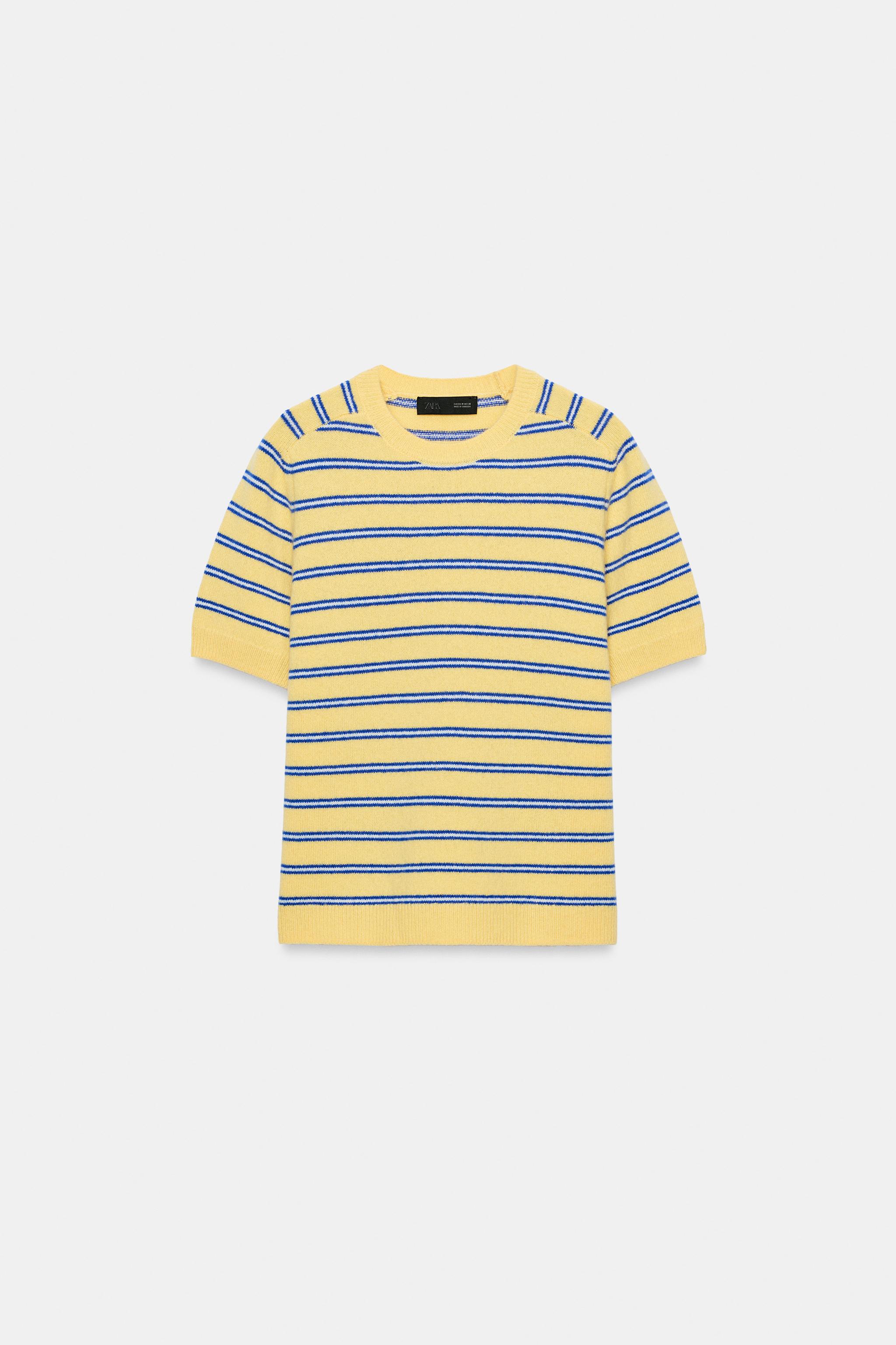 100% WOOL STRIPED SHORT SLEEVE JUMPER