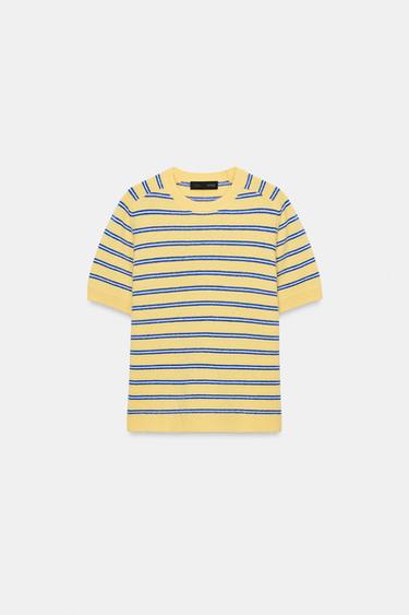 JERSEY 100% LANA RAYAS MANGA CORTA - Amarillo de Zara