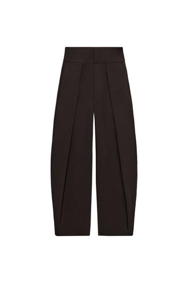 Zara PLEATED BALLOON PANTS - Chocolate brown
