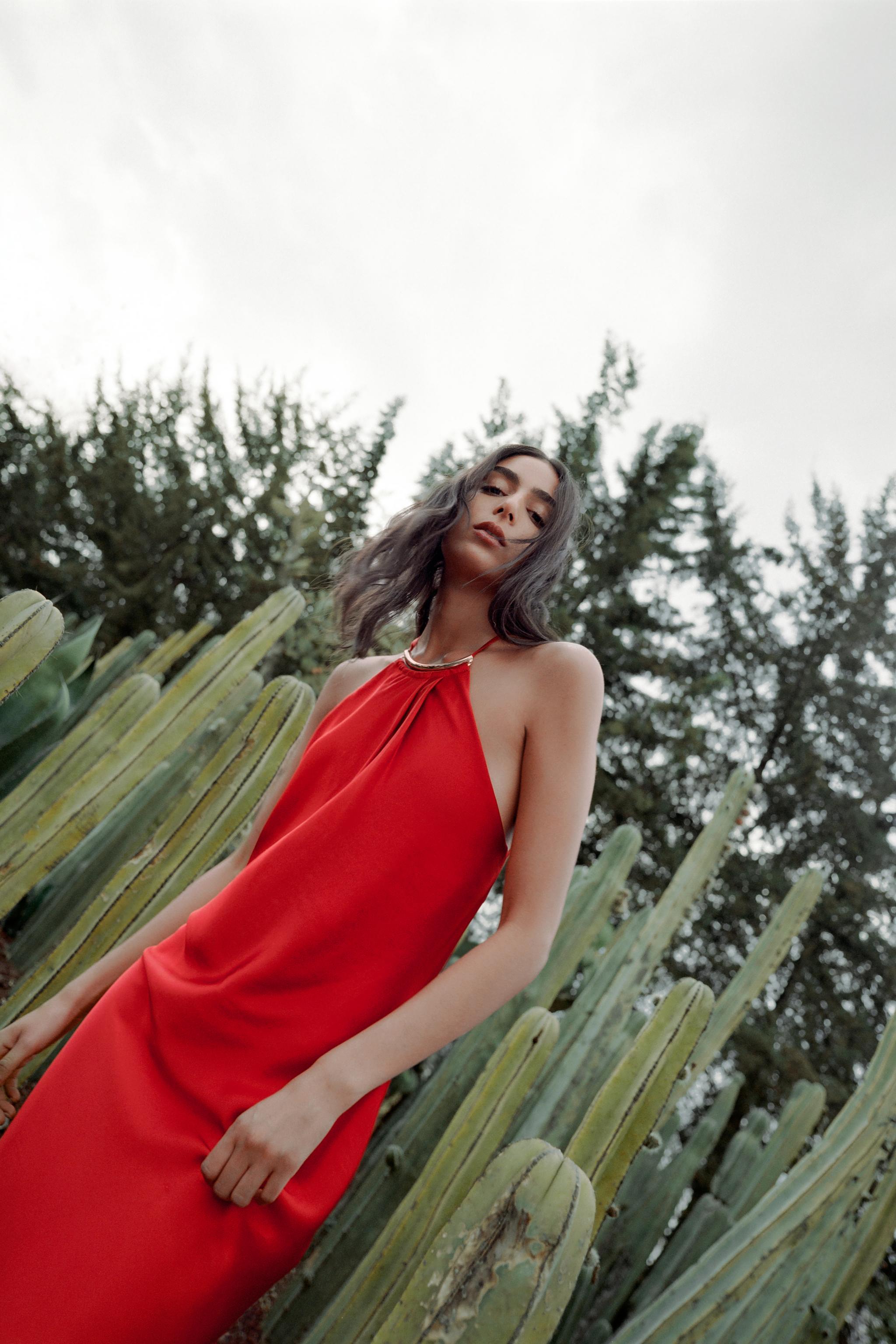 SATIN EFFECT MIDI SLIP DRESS - Red | ZARA United States