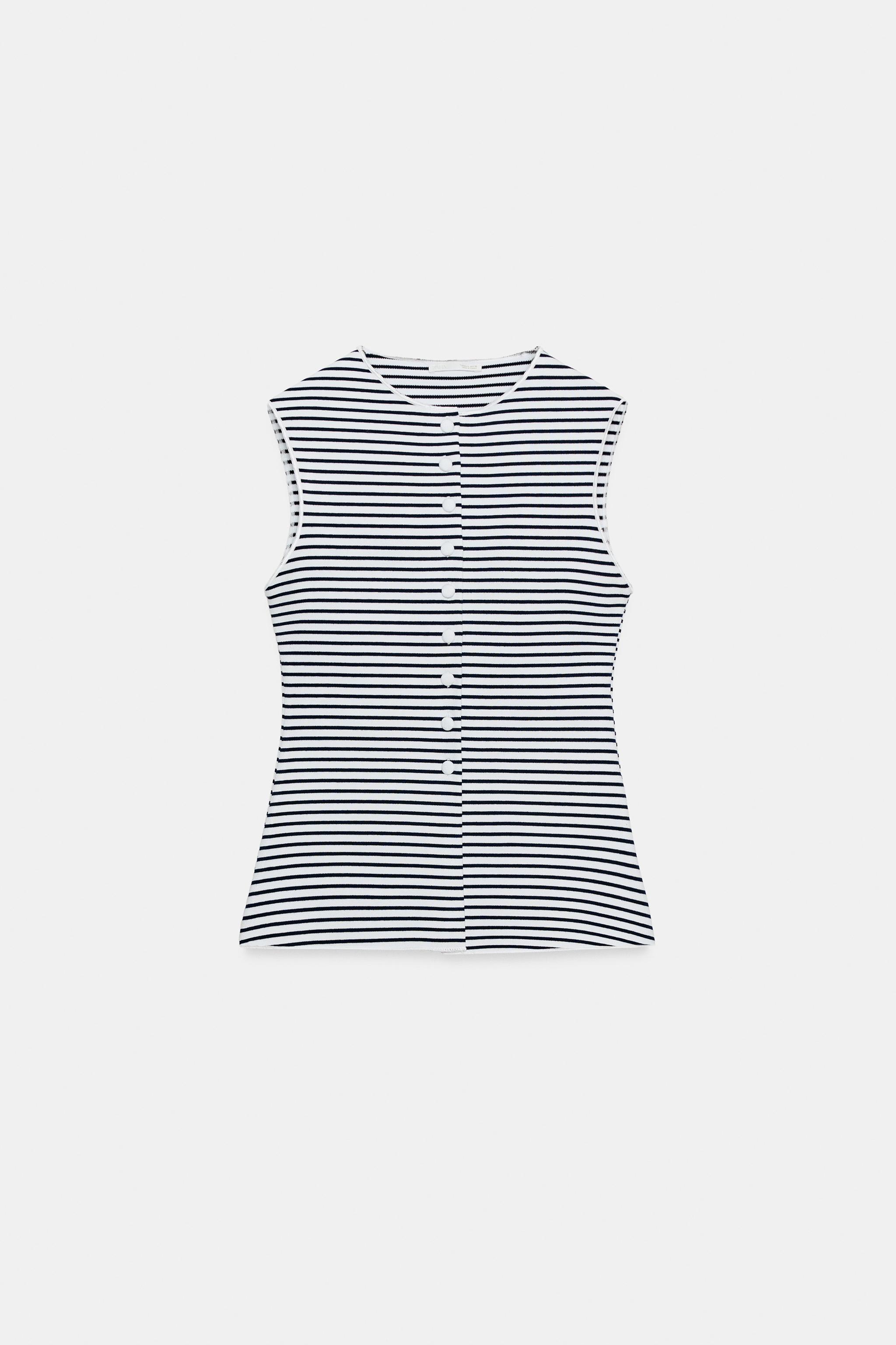 ボタン留めベストトップス - ストライプ | ZARA Japan / 日本