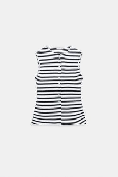 TOP GILET À BOUTONS - rayures de Zara - Image 6