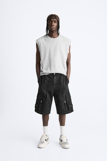 CARGO BERMUDA SHORTS WITH STRAPS - Grey by Zara - Image 0